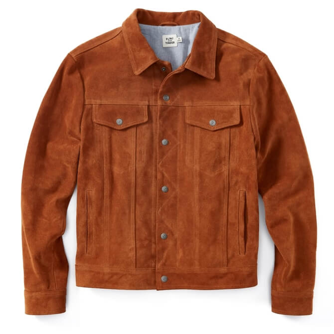 brown suede trucker jacket mens
