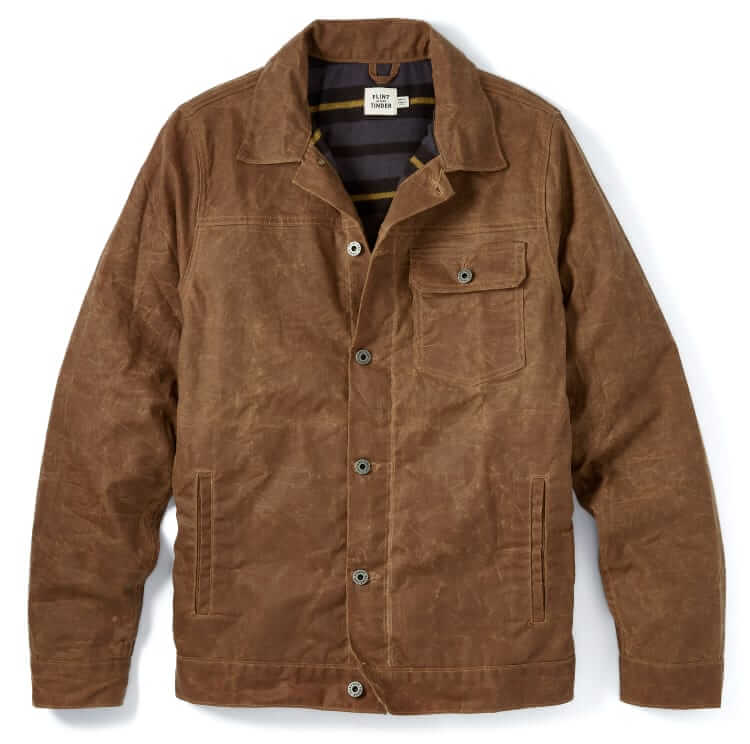 flint and tinder flannel-lined waxed cotton jacket