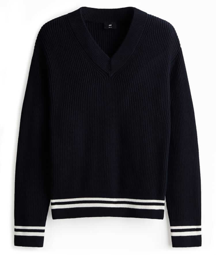 h&m boxy-fit ribbed sweater