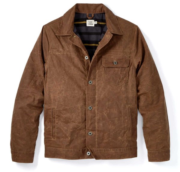 Flint and Tinder Flannel-Lined Waxed Trucker Jacket
