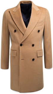 Suitsupply Double-Breasted Camel Wool Coat