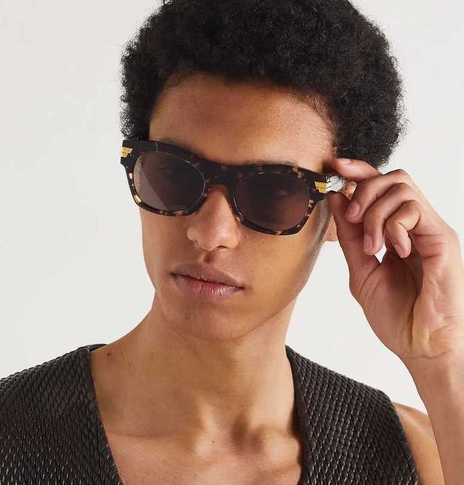 Bottega Veneta D-Frame Tortoiseshell Acetate Sunglasses