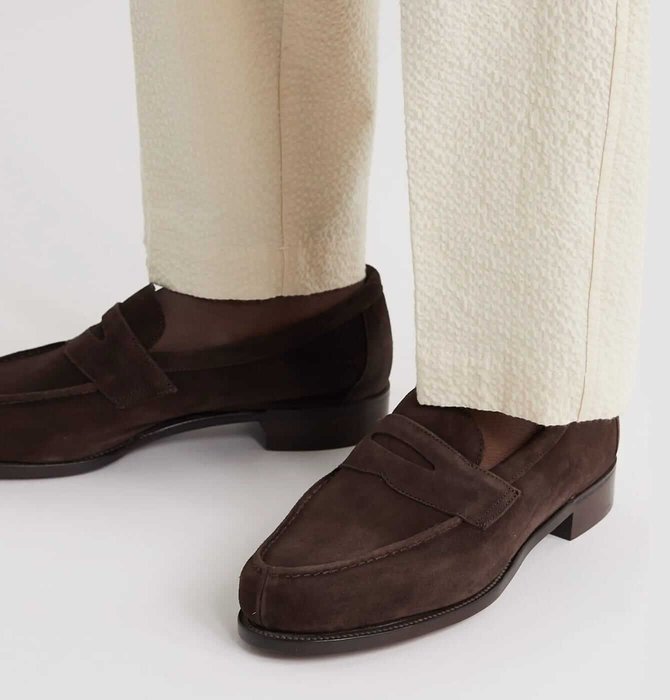 George Cleverley Cannes Suede Penny Loafers