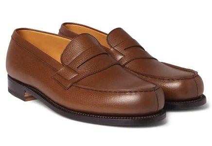 J.M. Weston 180 Moccasin Grained-Leather Loafers