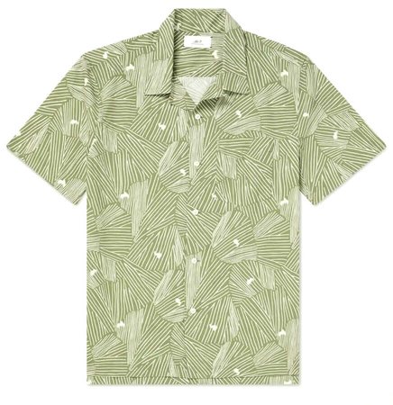 Mr P. Geometric Print Convertible Collar Shirt