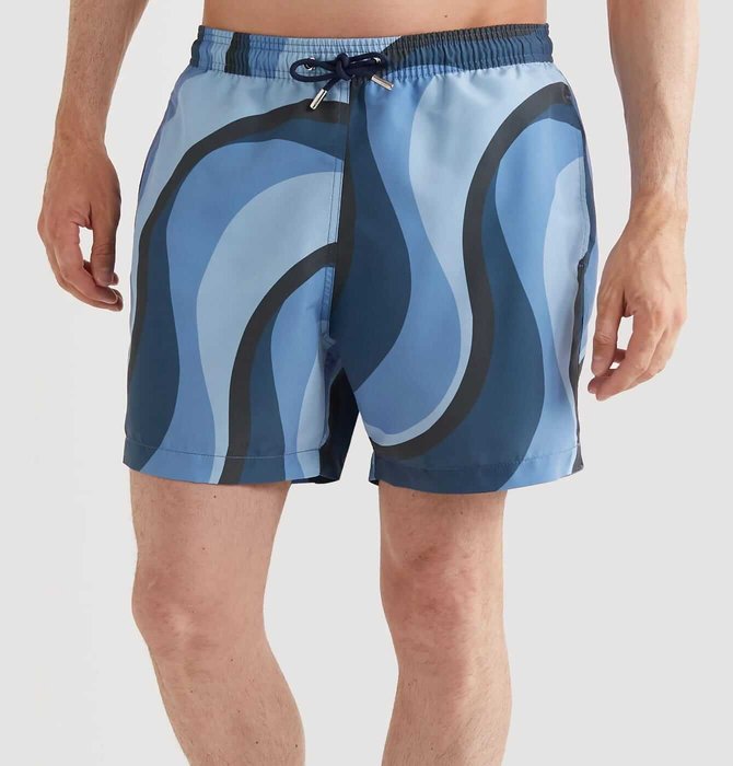 Mr P. Irregular Wave Print Recycled Swim Shorts