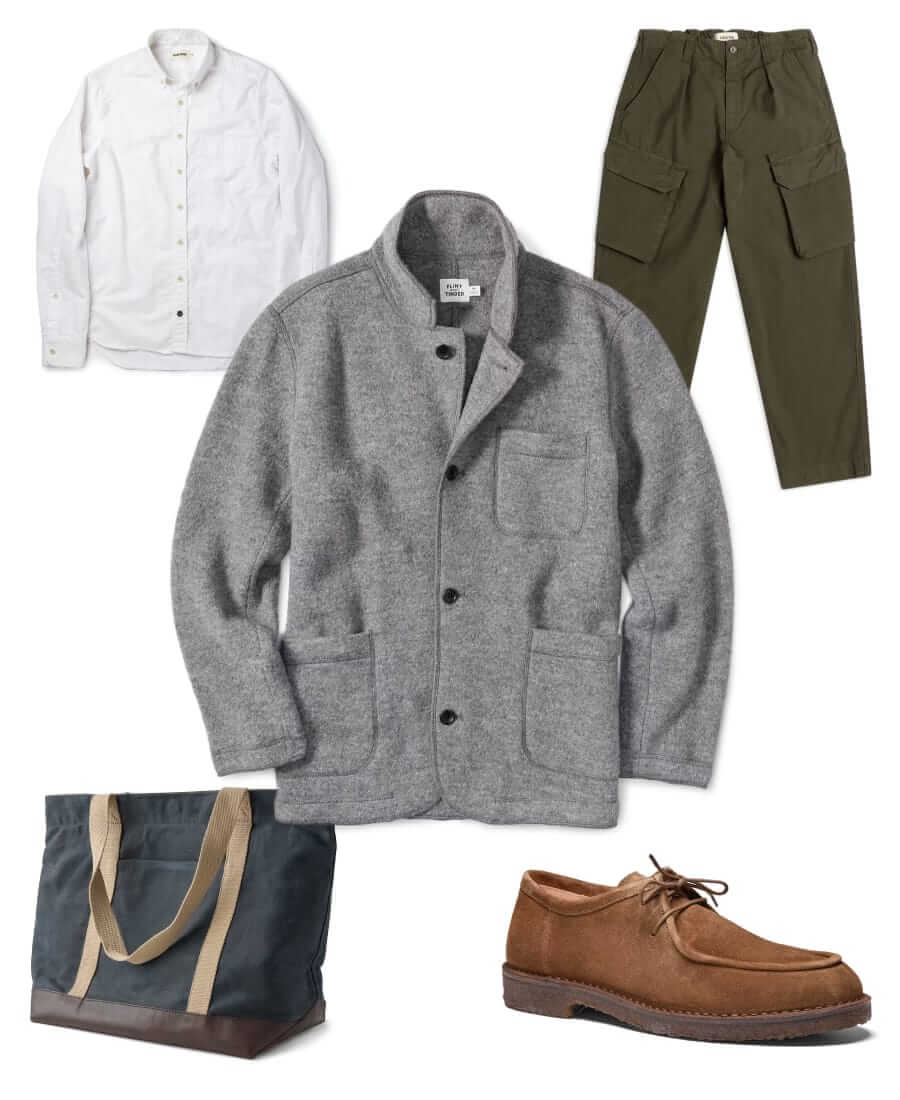 flint and tinder boiled wool blazer outfit inspiration