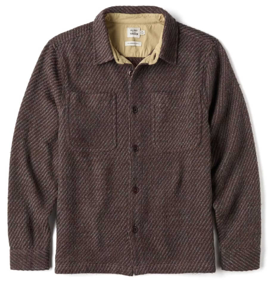 flint and tinder cabin flannel in coffee twill