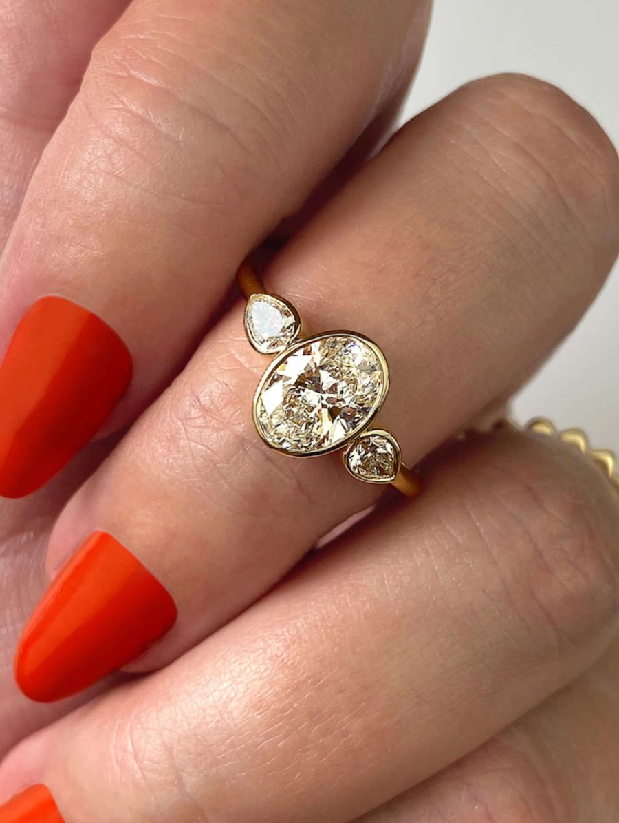 Frank Darling custom pear solitaird diamond ring