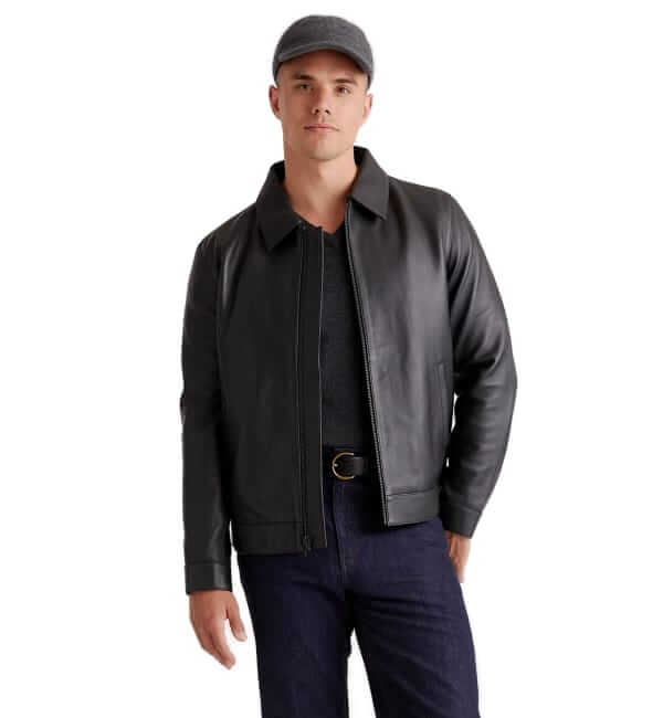 Quince 100 leather harrington jacket