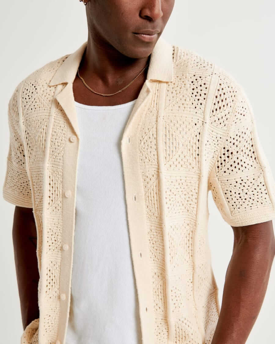 Abercrombie & Fitch crochet sweater polo