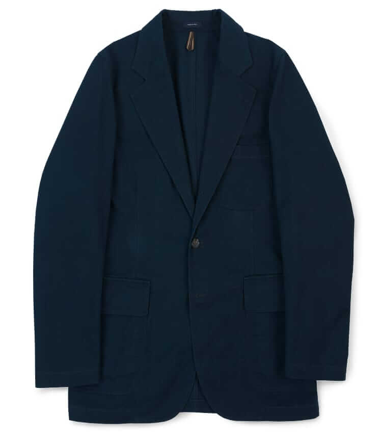 drake's vintage wash navy cotton blazer