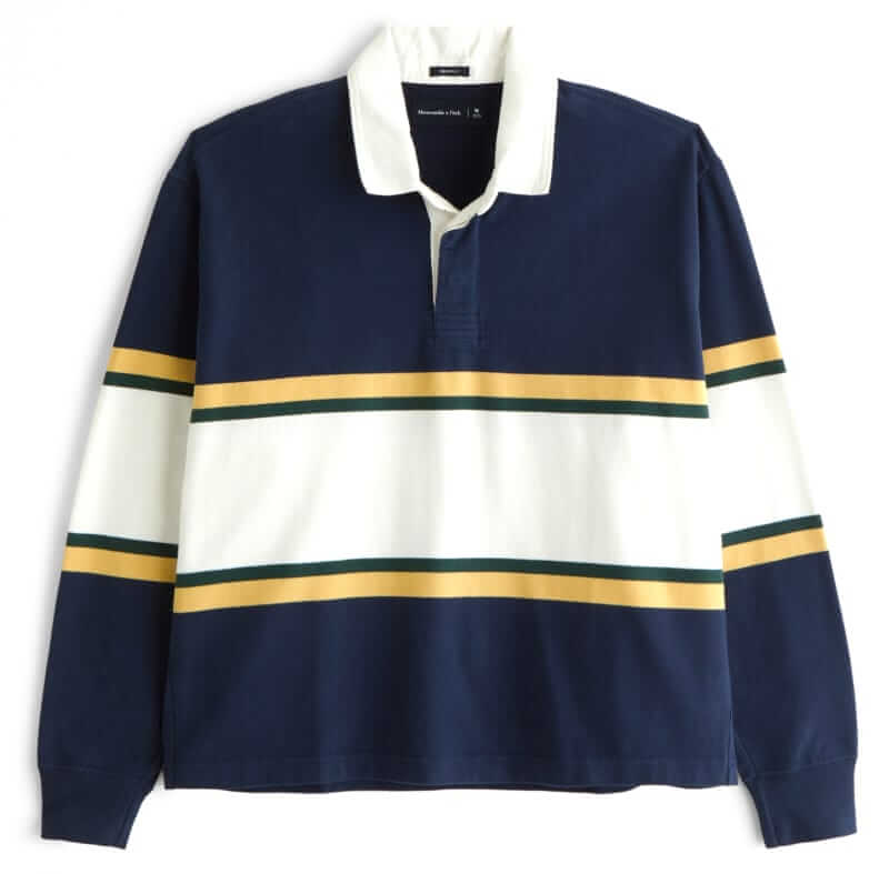 Abercrombie & Fitch long-sleeve cropped rugby polo shirt