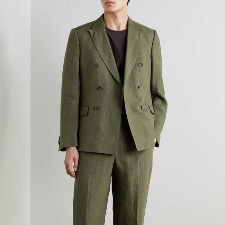 mr p. double-breasted puppytooth linen suit jacket