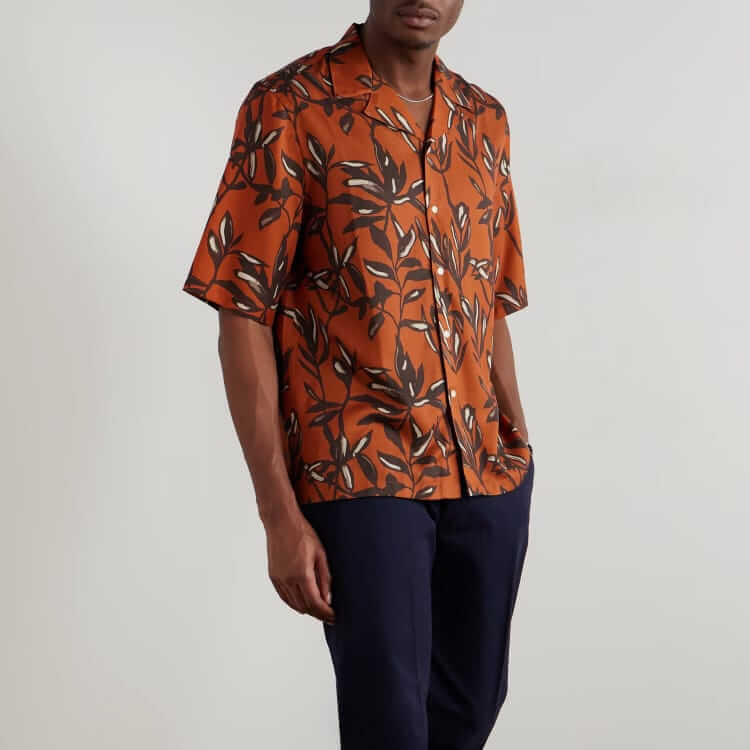 officine generale eren camp-collar lyocell shirt