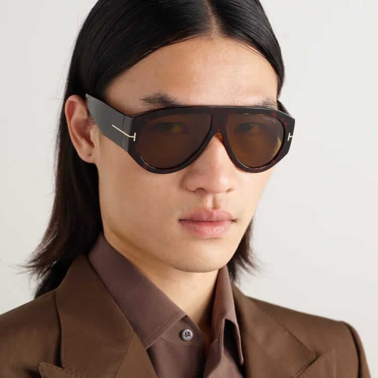 tom ford bronson aviator-style tortoiseshell sunglasses
