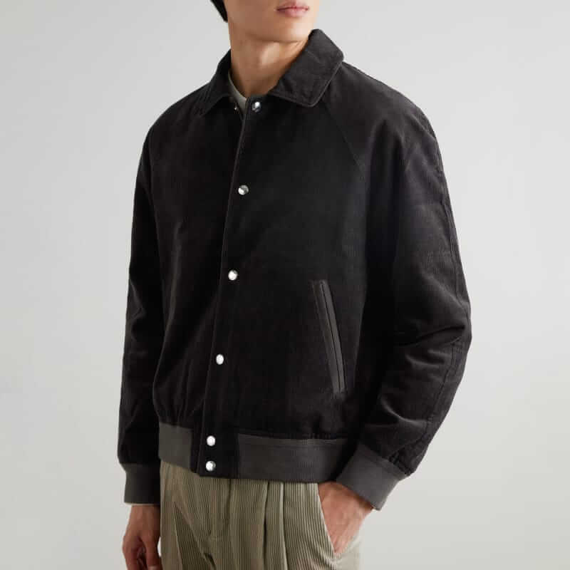 mr p suede-trimmed varsity jacket