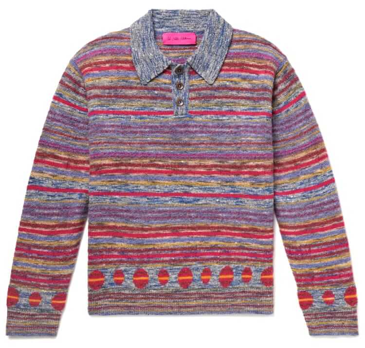 the elder statesman explorer striped cashmere-blend polo sweater