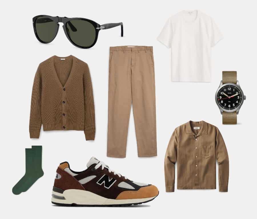 Men's khaki-colored outfit inspiration