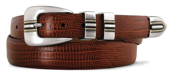 Johnston & Murphy Lizard-Train Calfskin Belt