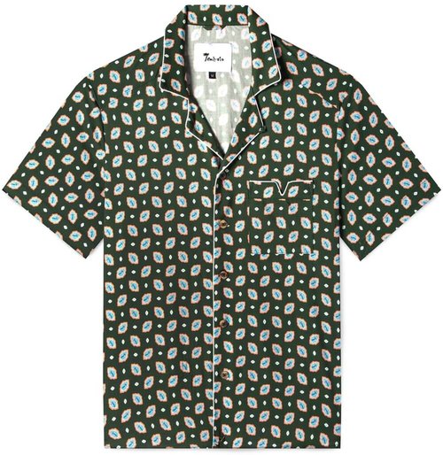 Tombolo Palm Mosaic Resort Collar Shirt