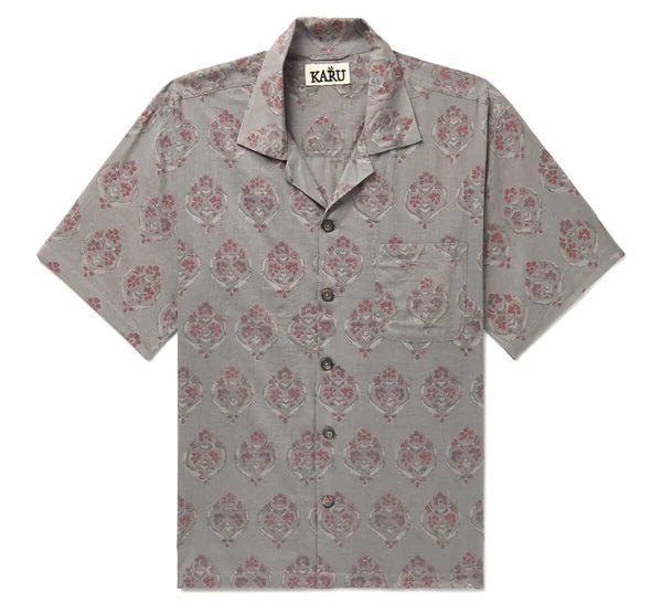 Karu Research Camp-Collar Printed Cotton Shirt
