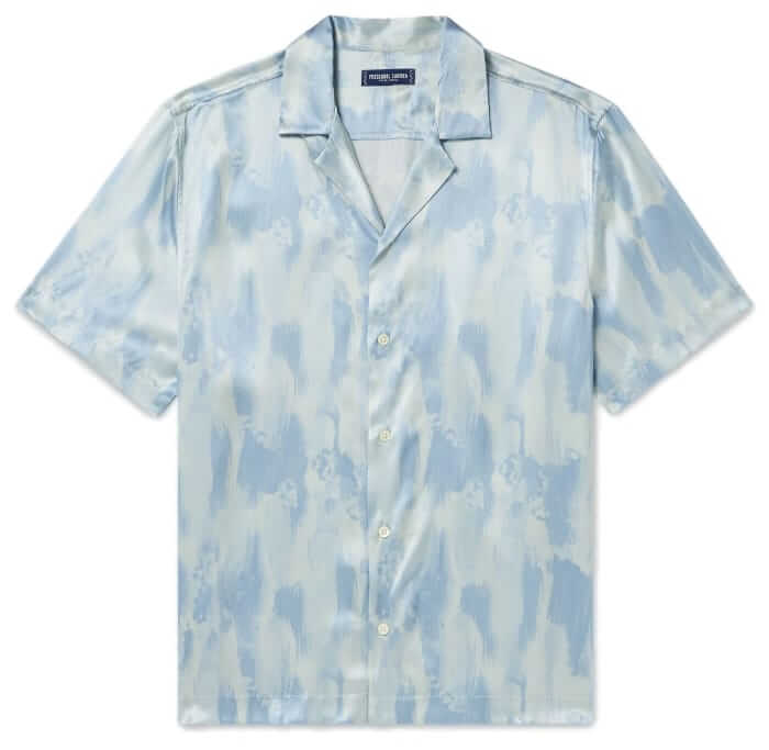 Frescobol Carioca Silk Satin Printed Camp-Collar Shirt