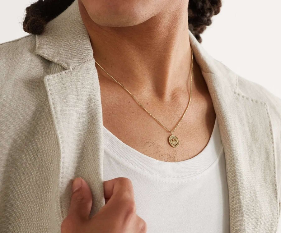 Sydney Evan Happy Face Gold Diamond Pendant Necklace