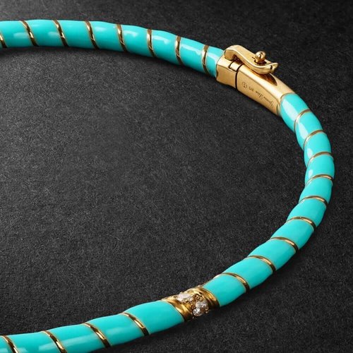 Yvonne Leon Gold Enamel and Diamond Bracelet