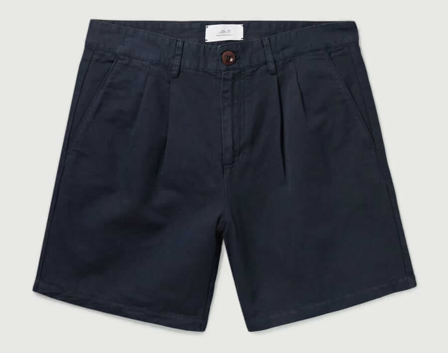 Mr P. Pleated cotton-linen twill short