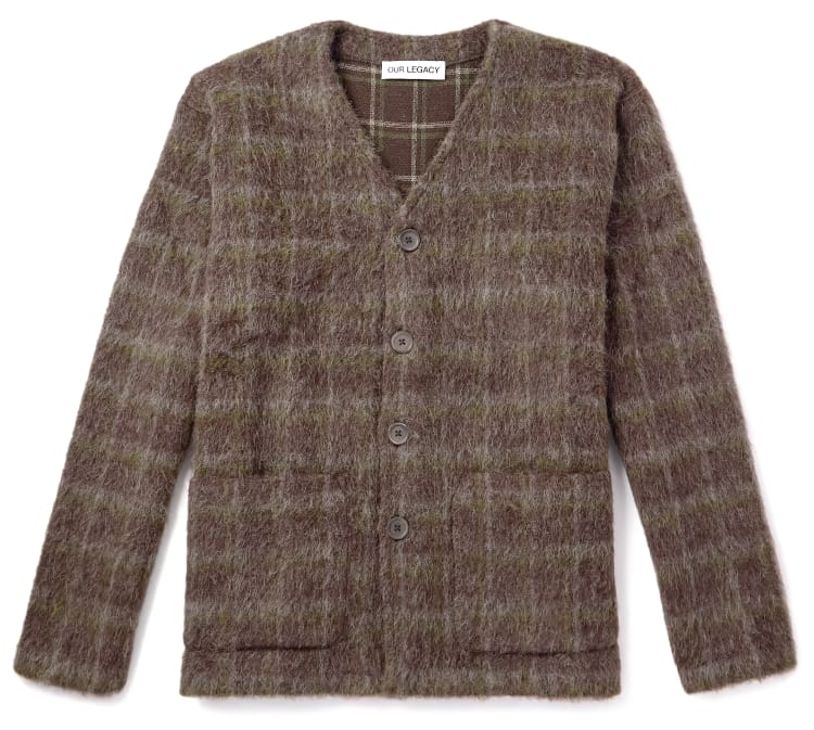 our legacy checked brushed-knit cardigan