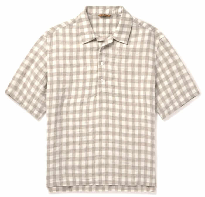 Barena Gingham Linen Polo Shirt