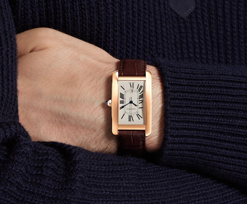 Cartier Tank Americaine Automatic Pink Gold and Alligator