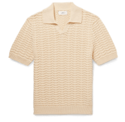 Mr P. Pointelle-knit organic cotton polo