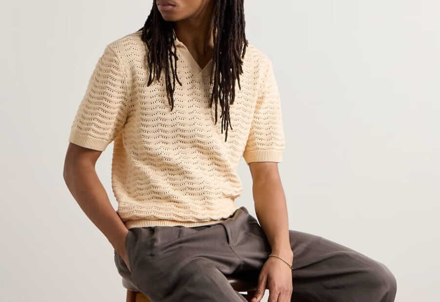 Mr P. Pointelle-knit organic cotton polo