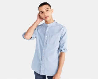 J.Crew Band Collar Stretch Denim Shirt