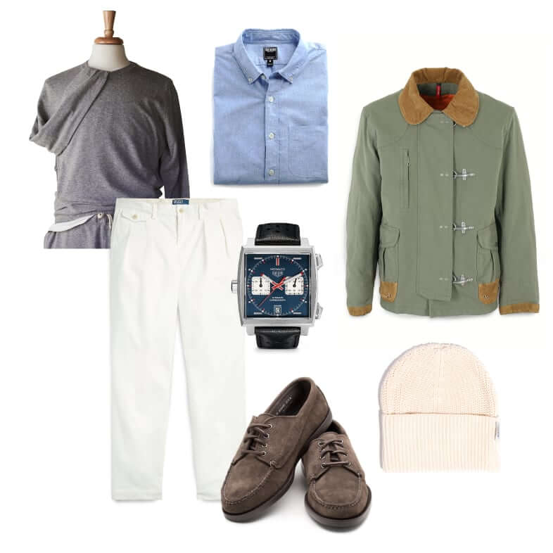 Men's cashmere sweater with chinos outfit