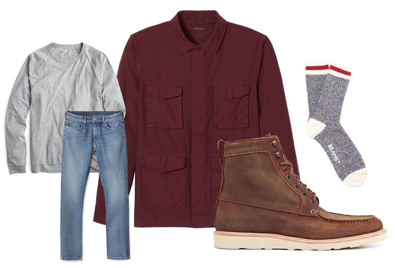 Men's t-shirt and jeans fall outfit