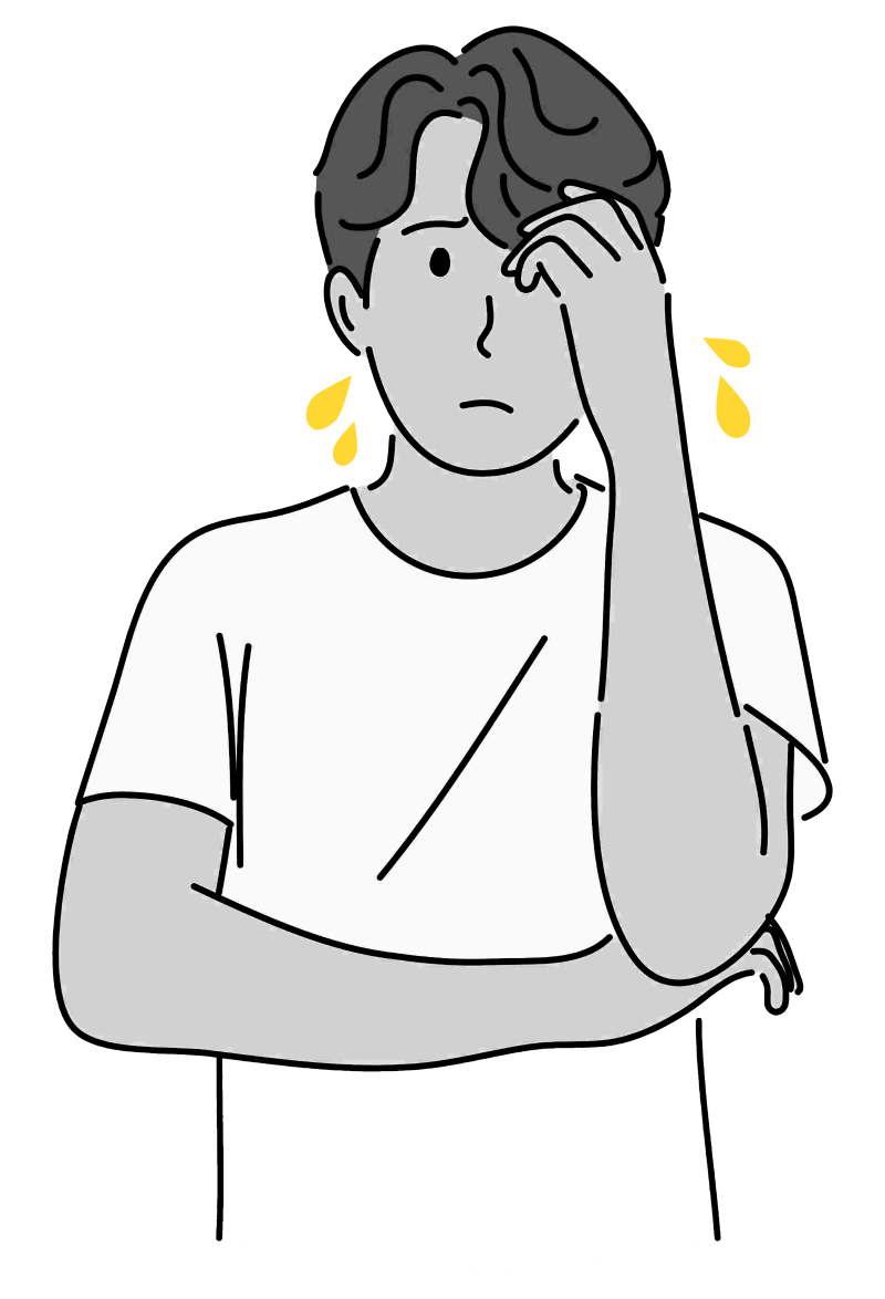 Man sweating illustration