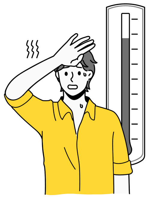 Man sweating illustration