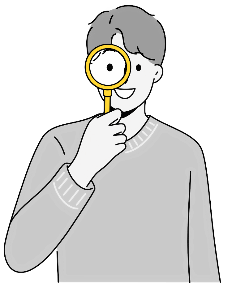 Man with magnifying glass illustration