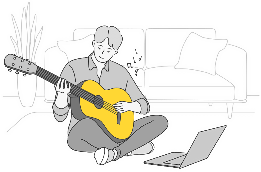 Man playing guitar for hobby illustration