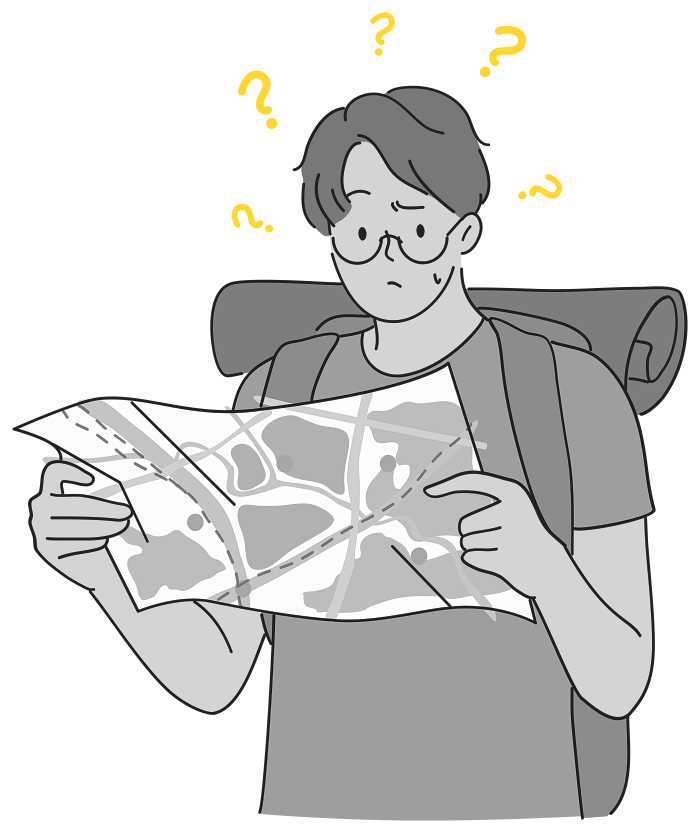 Man reading travel map illustration