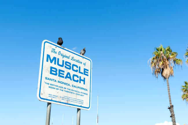 Muscle beach california sign