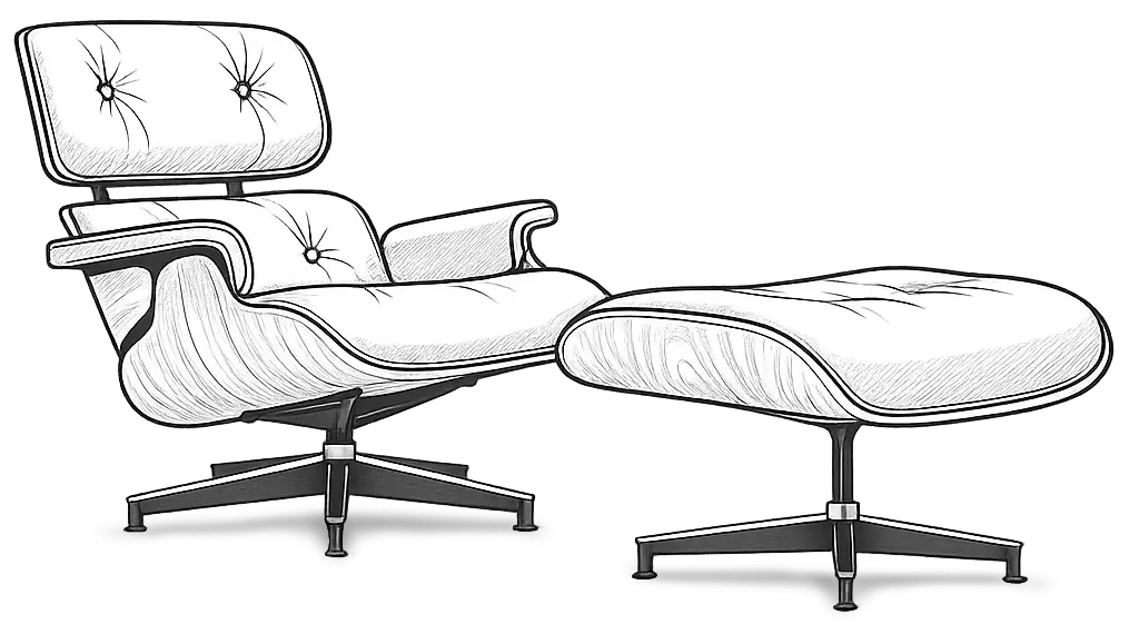 Eames lounge chair ottoman illustration