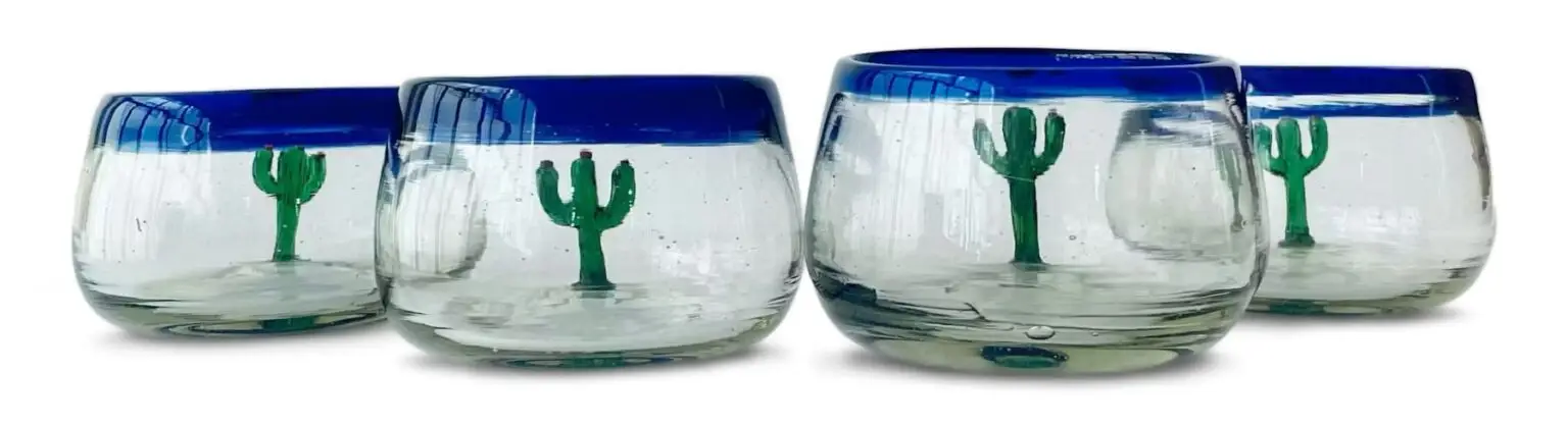 Mexico 1492 Hand blown cactus sippers