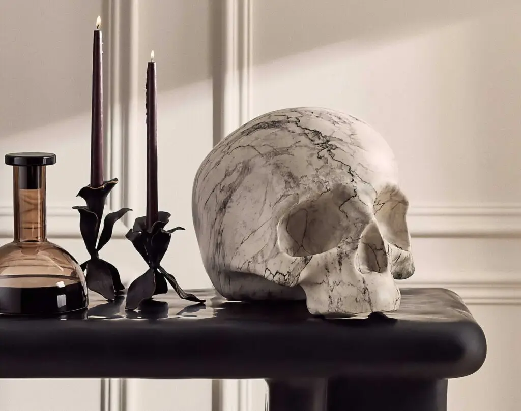 CB2 Marbled cement skull