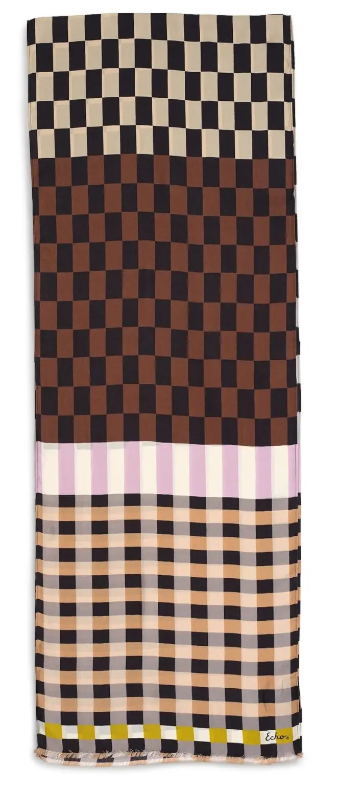 Echo Checks Checks silk oblong scarf