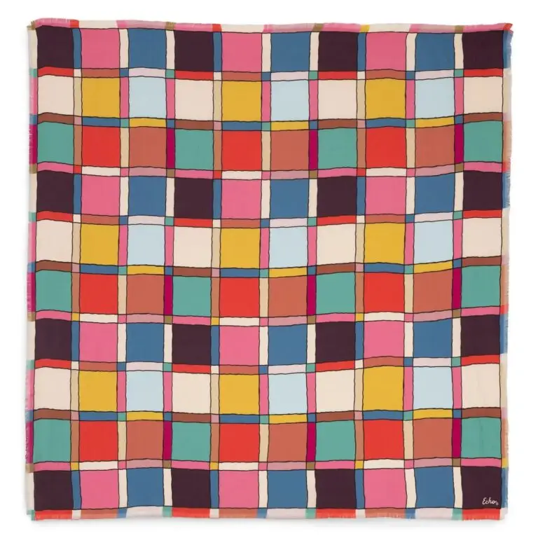 Windowpane silk square scarf