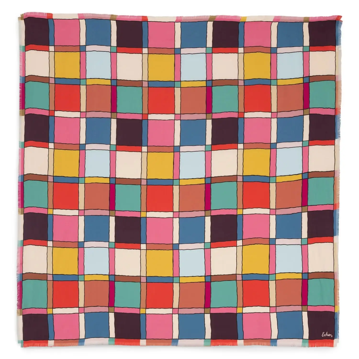 Echo Windowpane silk square scarf